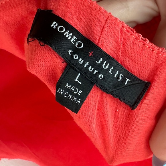 Romeo & Juliet Couture Floral Lace Mini Sheath Dress Cotton Vibrant Coral Large - Picture 11 of 15